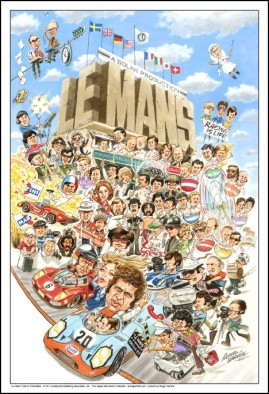 Cartoon of the Cast & Crew of Le Mans