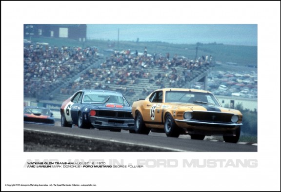 AMC JAVELIN MARK DONOHUE – FORD MUSTANG GEORGE FOLLMER – WATKINS GLEN TRANS-AM AUGUST 16, 1970