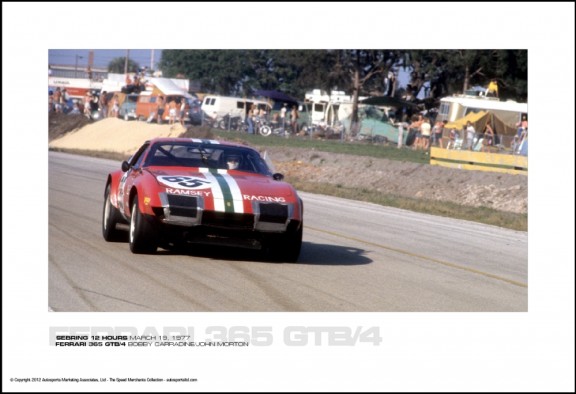 FERRARI 365 GTB/4 BOBBY CARRADINE/JOHN MORTON – SEBRING 12 HOURS MARCH 19, 1977