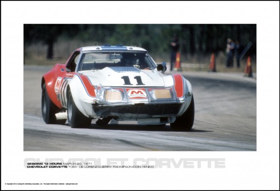 CHEVROLET CORVETTE TONY DE LORENZO/JERRY THOMPSON/DON YENKO – SEBRING 12 HOURS MARCH 20, 1971